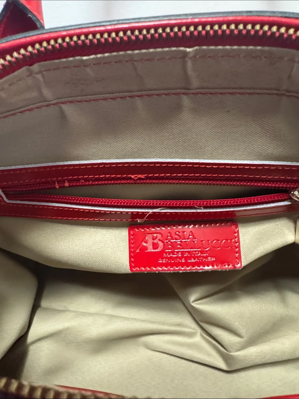 Red Structured Top-Handle Satchel with Gold Accents(13)